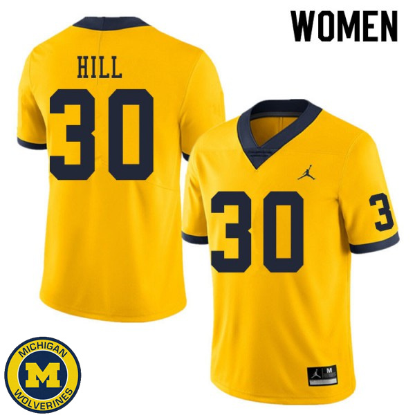 Womens Michigan Wolverines #30 Daxton Hill Yellow Player Jersey